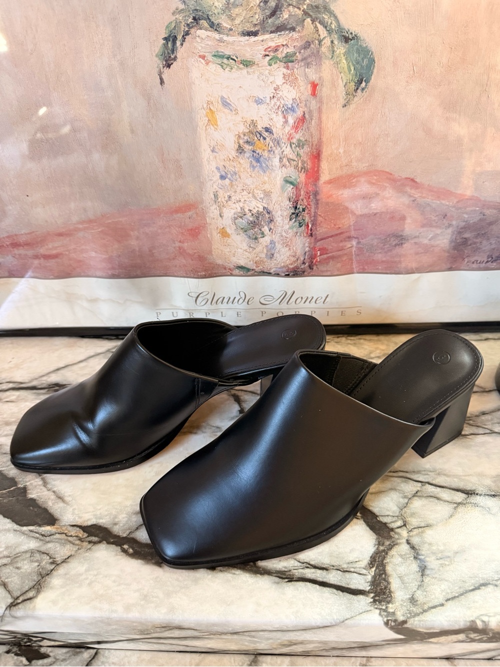 Women’s Black Leather Slip-On Mules
